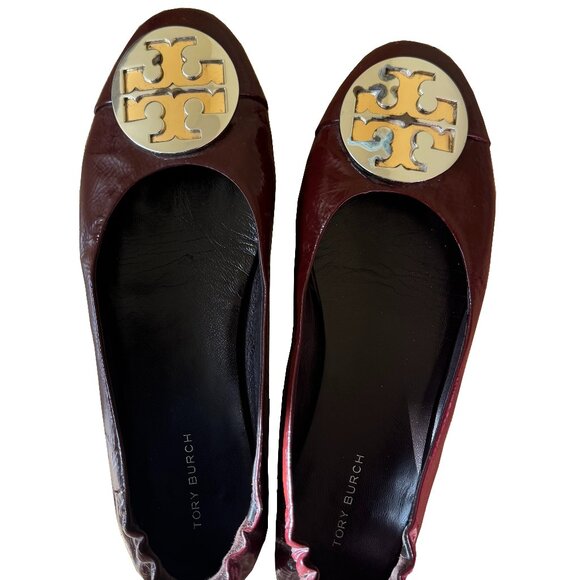 100% Auth TORY BIRCH Patent leather Claire Ballet Flat (Women size 6.5) - Picture 3 of 11